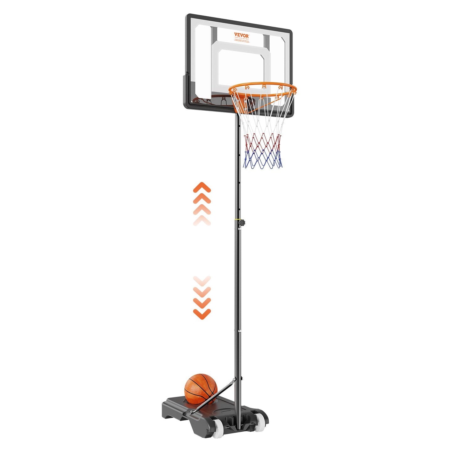 Adjustable Portable Basketball Hoop, 1.5-2.1 m Height, 0.8 m Backboard, Indoor/Outdoor