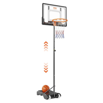 Adjustable Portable Basketball Hoop, 1.5-2.1 m Height, 0.8 m Backboard, Indoor/Outdoor