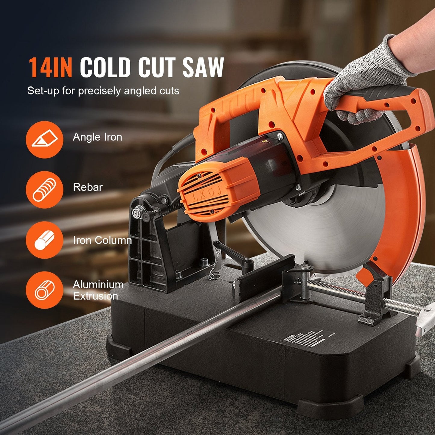 Heavy-Duty 355mm Cut Off Saw, 2800W, 1200RPM, Adjustable Miter for Metal Cutting