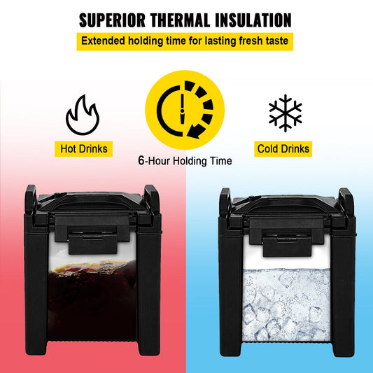 10-Gallon Insulated Hot & Cold Beverage Dispenser Set, Leak-Proof, Black