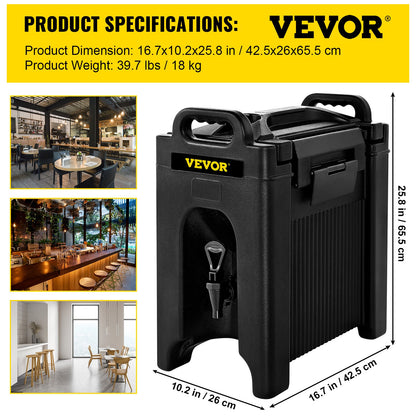 VEVOR 5 Gallon Insulated Beverage Dispenser Hot Cold Drink Dispenser 2 PCS NSF