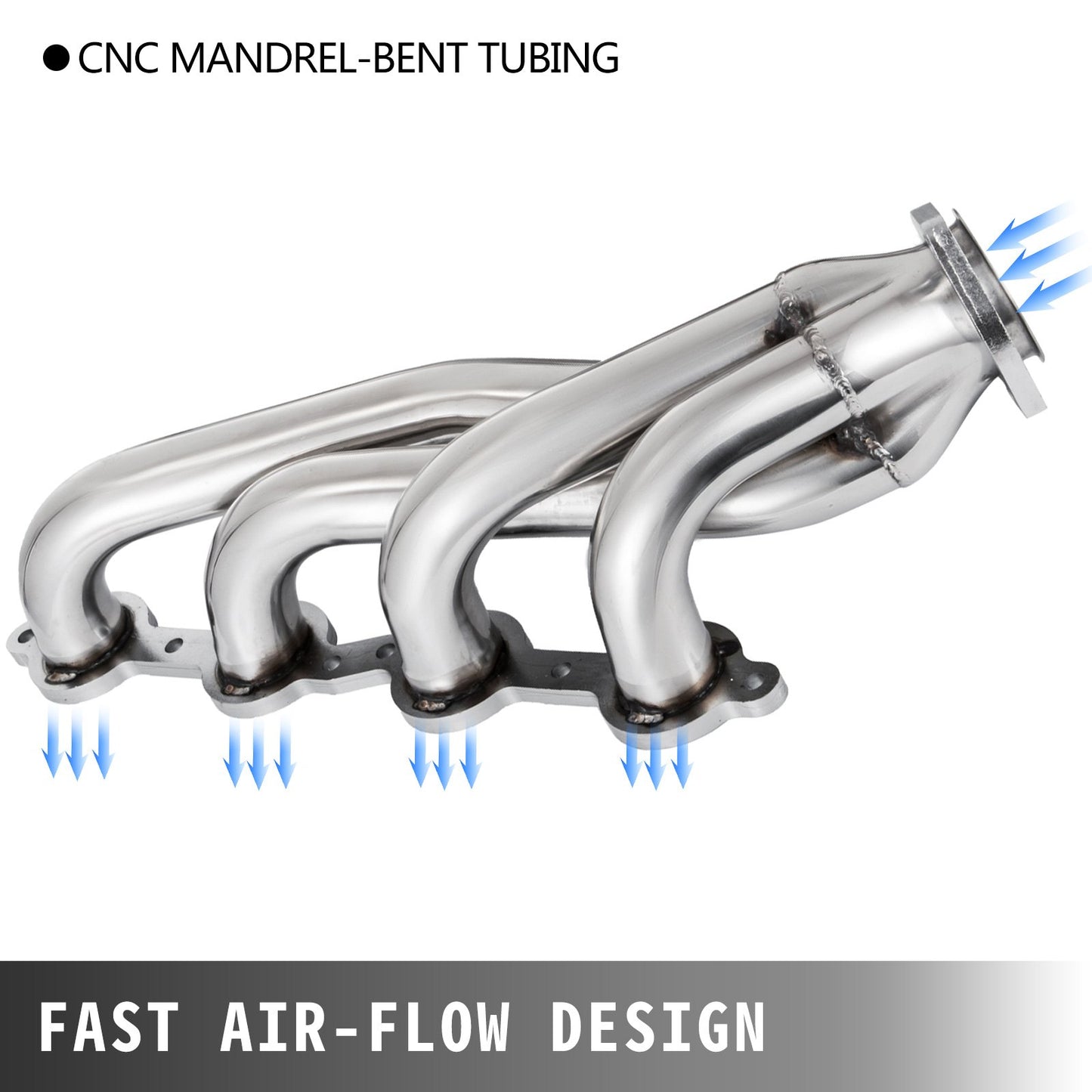 VEVOR Exhaust Header Set 1 5/8" Exhaust Turbo Headers, Stainless Steel Exhaust Manifold