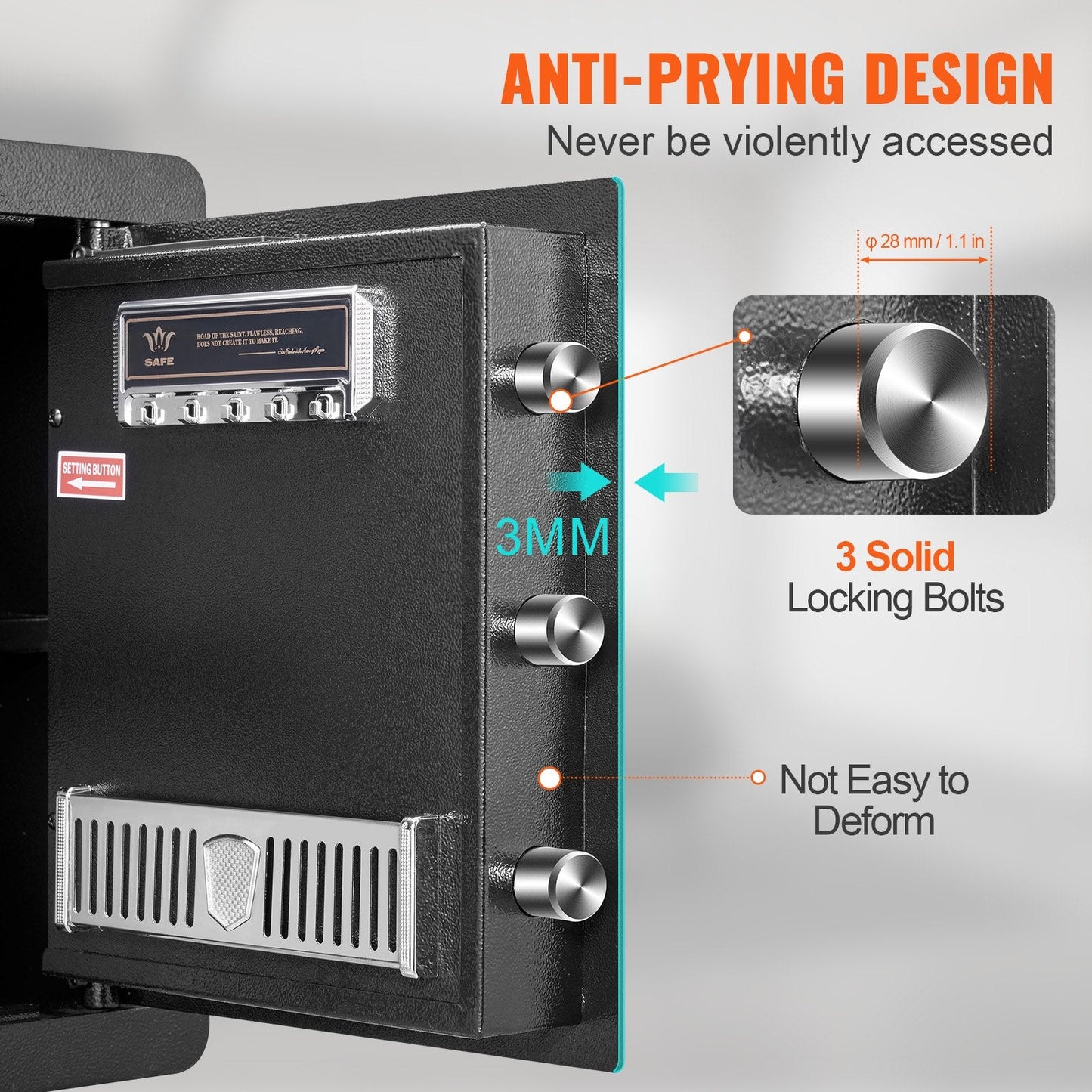 Steel Home Safe with Dual Lock System, 1.8 Cubic Feet, Anti-Prying Design