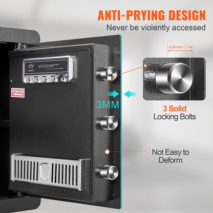 Steel Home Safe with Dual Lock System, 1.8 Cubic Feet, Anti-Prying Design