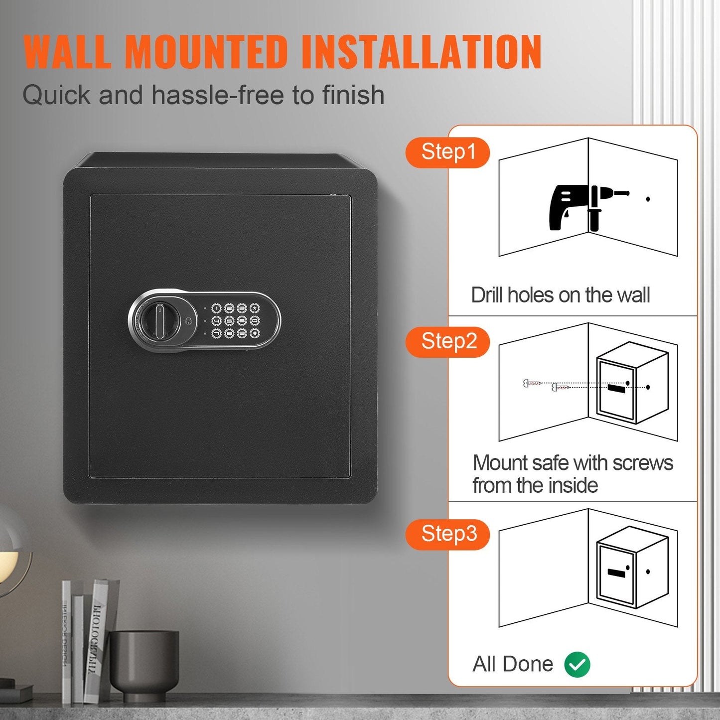 Steel Home Safe with Dual Lock System, 1.8 Cubic Feet, Anti-Prying Design