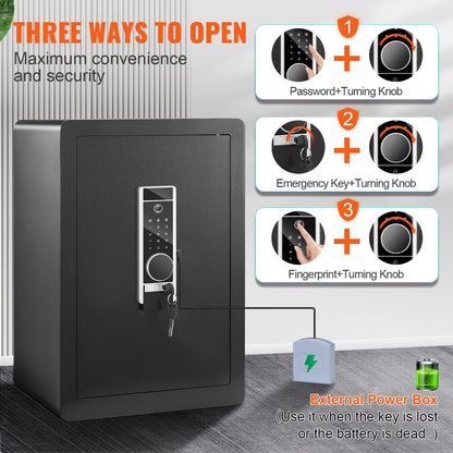 2.2 Cubic Meter Home Safe with Triple Lock & Anti-Prying Design, 22.85 kg Steel