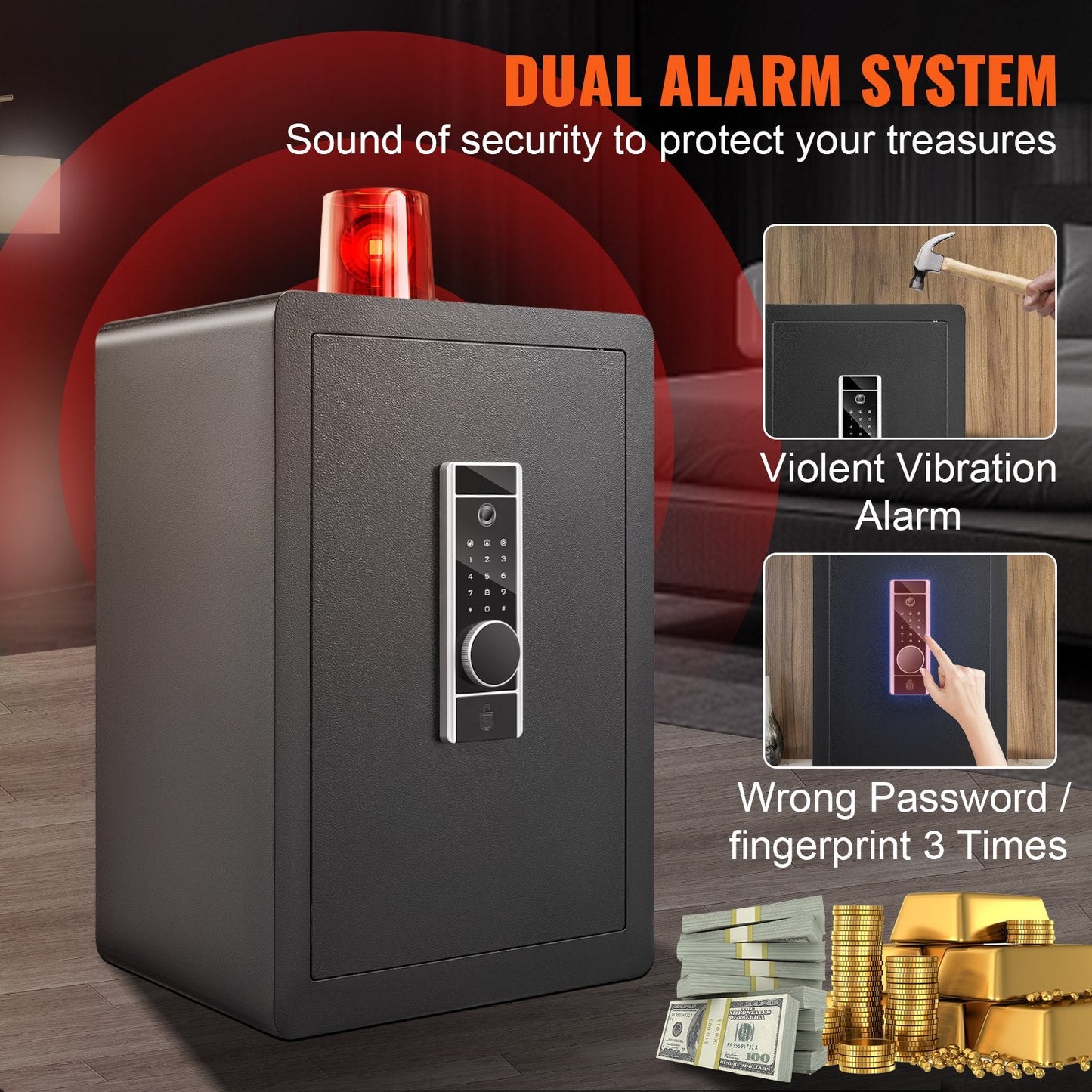 2.2 Cubic Meter Home Safe with Triple Lock & Anti-Prying Design, 22.85 kg Steel