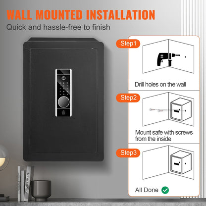 2.2 Cubic Meter Home Safe with Triple Lock & Anti-Prying Design, 22.85 kg Steel