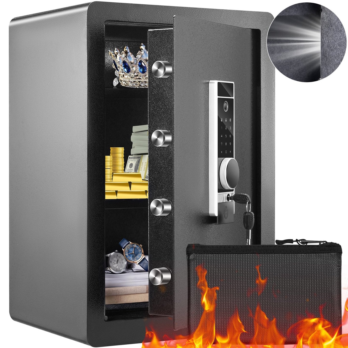 2.2 Cubic Meter Home Safe with Triple Lock & Anti-Prying Design, 22.85 kg Steel
