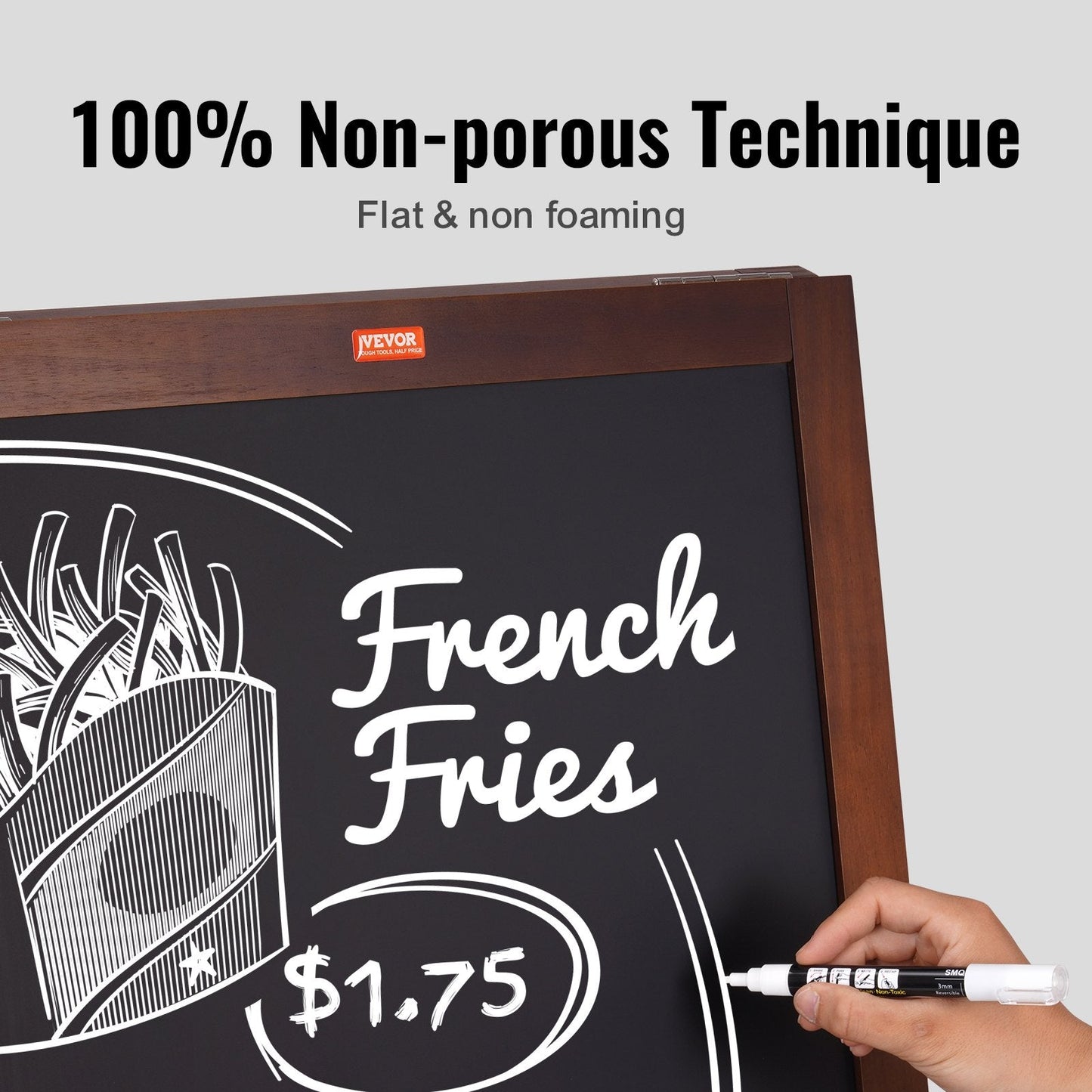 Rustic Brown Freestanding Chalkboard Sign, 0.5x1 m, Double-Sided with Accessories