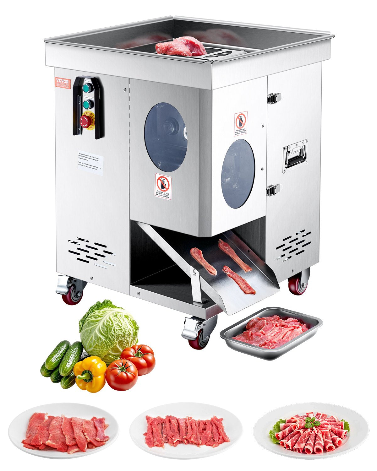 VEVOR Electric Meat Cutter Machine 1100W Commercial Meat Slicer Cutting Machine