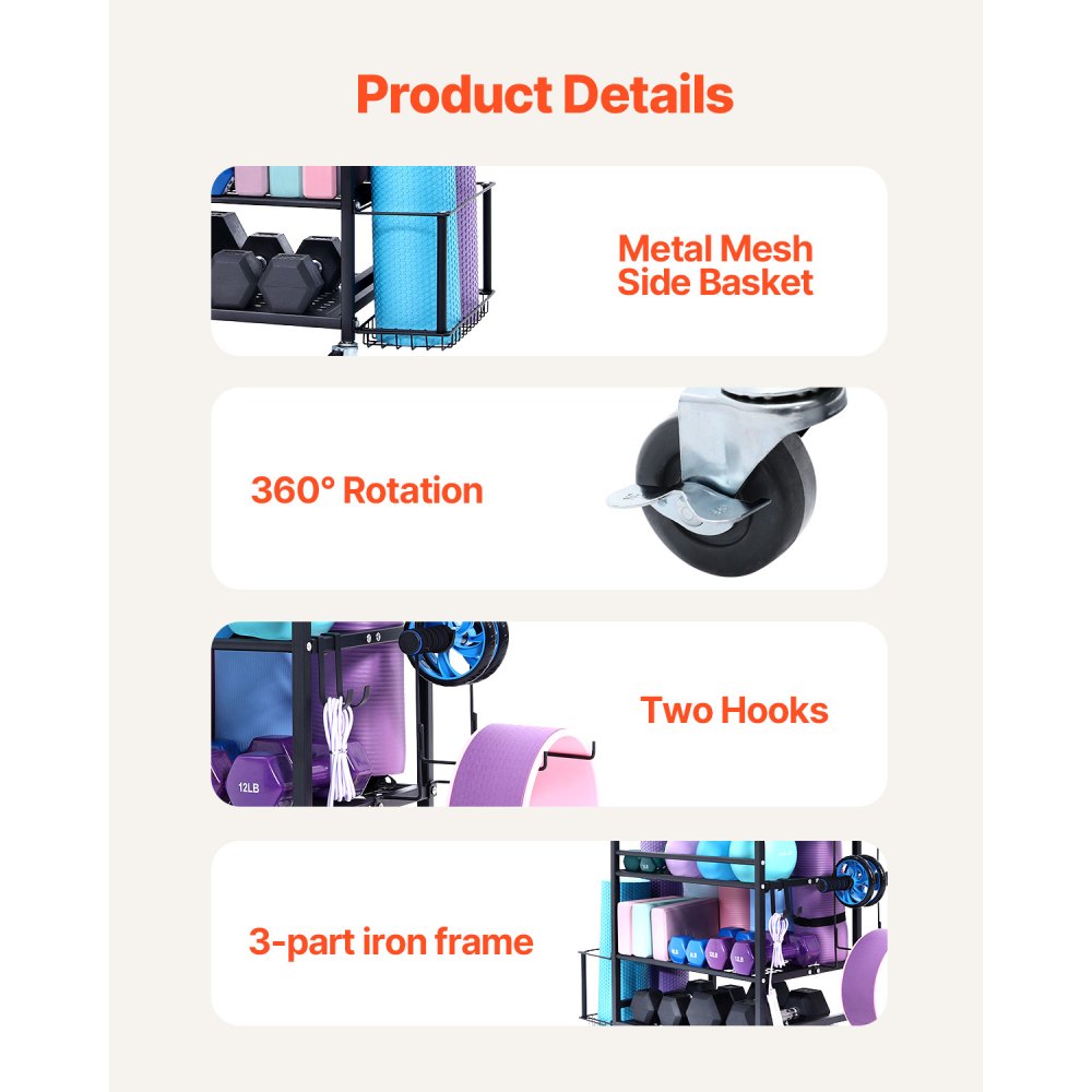 Home Gym Workout Equipment Organizer Yoga Mat Storage Weight Rack Dumbbell 1035 x 405 x 885 mm