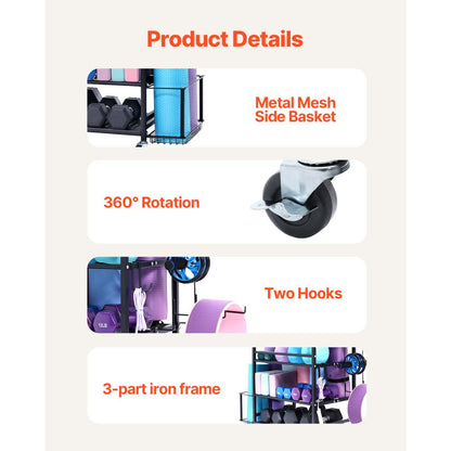 Home Gym Workout Equipment Organizer Yoga Mat Storage Weight Rack Dumbbell 1035 x 405 x 885 mm