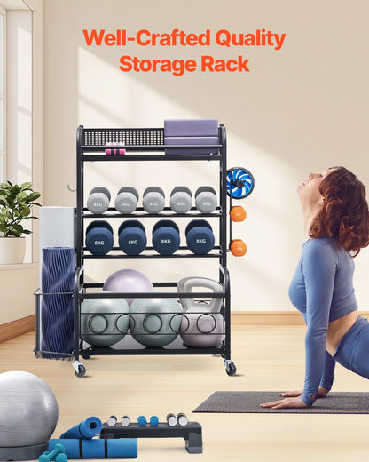 VEVOR Home Gym Workout Equipment Organizer Yoga Mat Storage Weight Rack Dumbbell