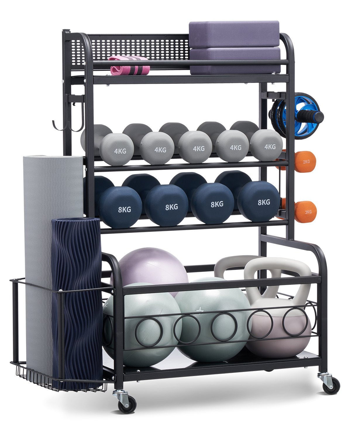 VEVOR Home Gym Workout Equipment Organizer Yoga Mat Storage Weight Rack Dumbbell