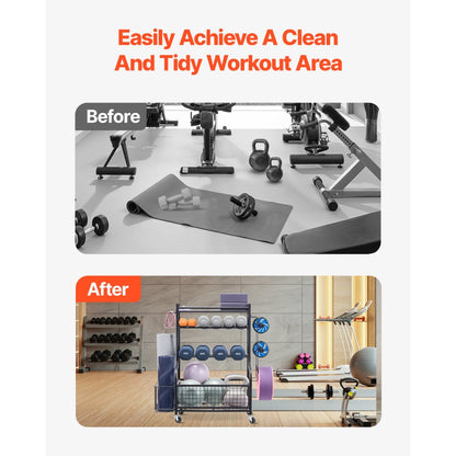 Home Gym Workout Equipment Organizer Yoga Mat Storage Weight Rack Dumbbell 1030 x 405 x 960 mm