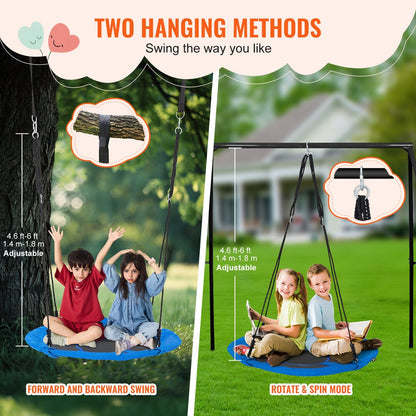 Blue 1-Meter Saucer Tree Swing, 340 kg Capacity, Durable 900D Oxford Fabric