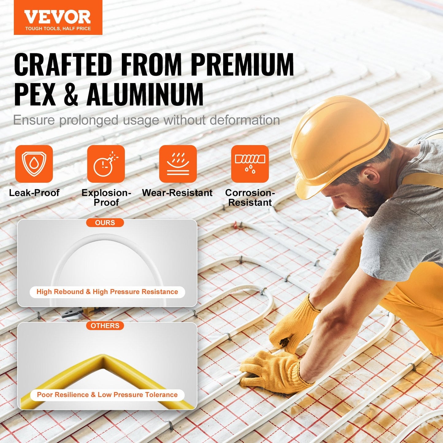 100m Aluminum-Plastic Composite PEX Tubing, 16mm Diameter, Radiant Floor Use