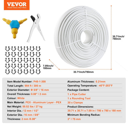 Aluminum-Plastic Composite Pipe, 300m, 16mm Dia, for Radiant Floor Heating