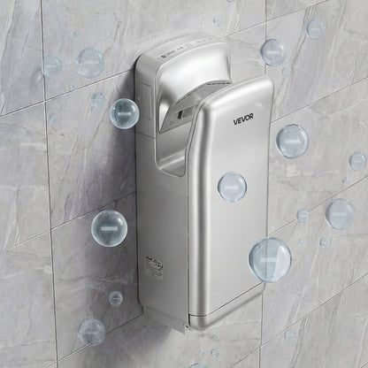 Vertical Hand Dryer, Hand Dryers with HEPA Filter, 19000 RPM High-Speed Motor, Dual-Side Airflow, ABS Sturdy Automatic Air Wall Mount Fast Drying for Commercial Bathrooms Modern Home, Silver