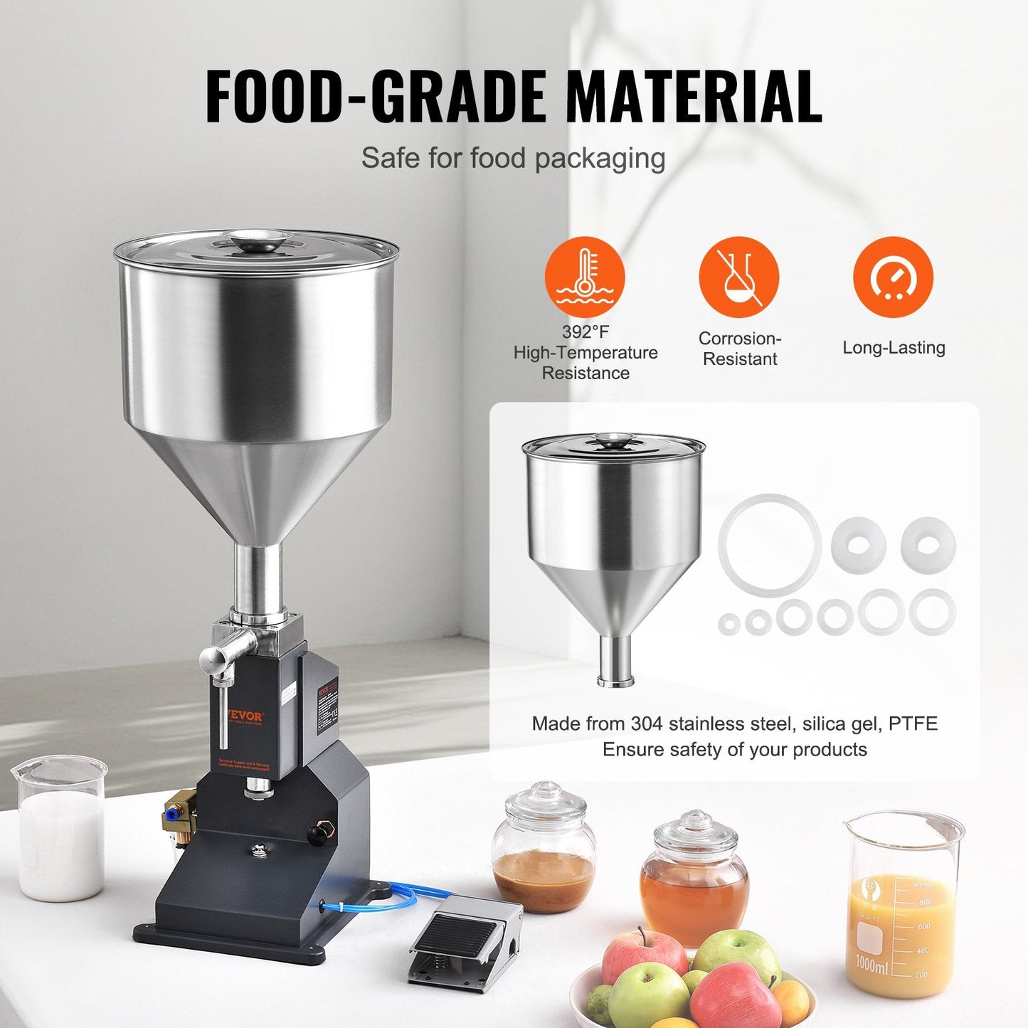 Pneumatic Paste Liquid Filling Machine, 5-50ml, Stainless Steel, Pedal Operated