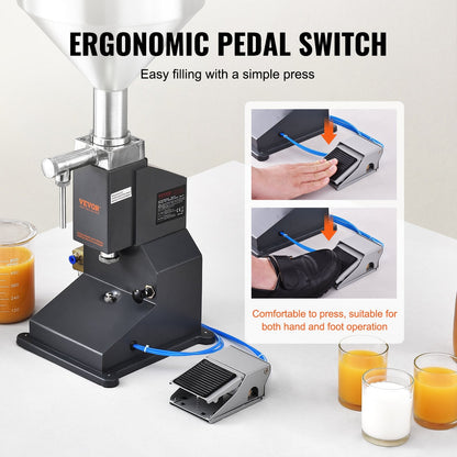 Pneumatic Paste Liquid Filling Machine, 5-50ml, Stainless Steel, Pedal Operated