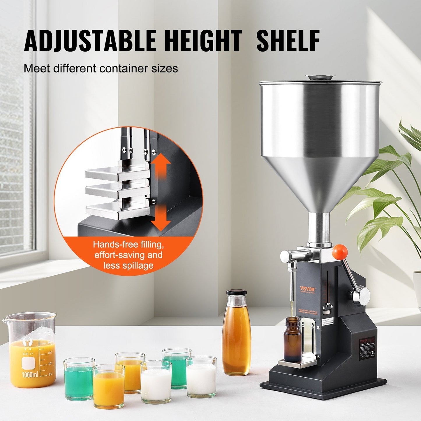 Manual Bottle Filler 5-50ml, Stainless Steel, Adjustable for Liquids & Pastes