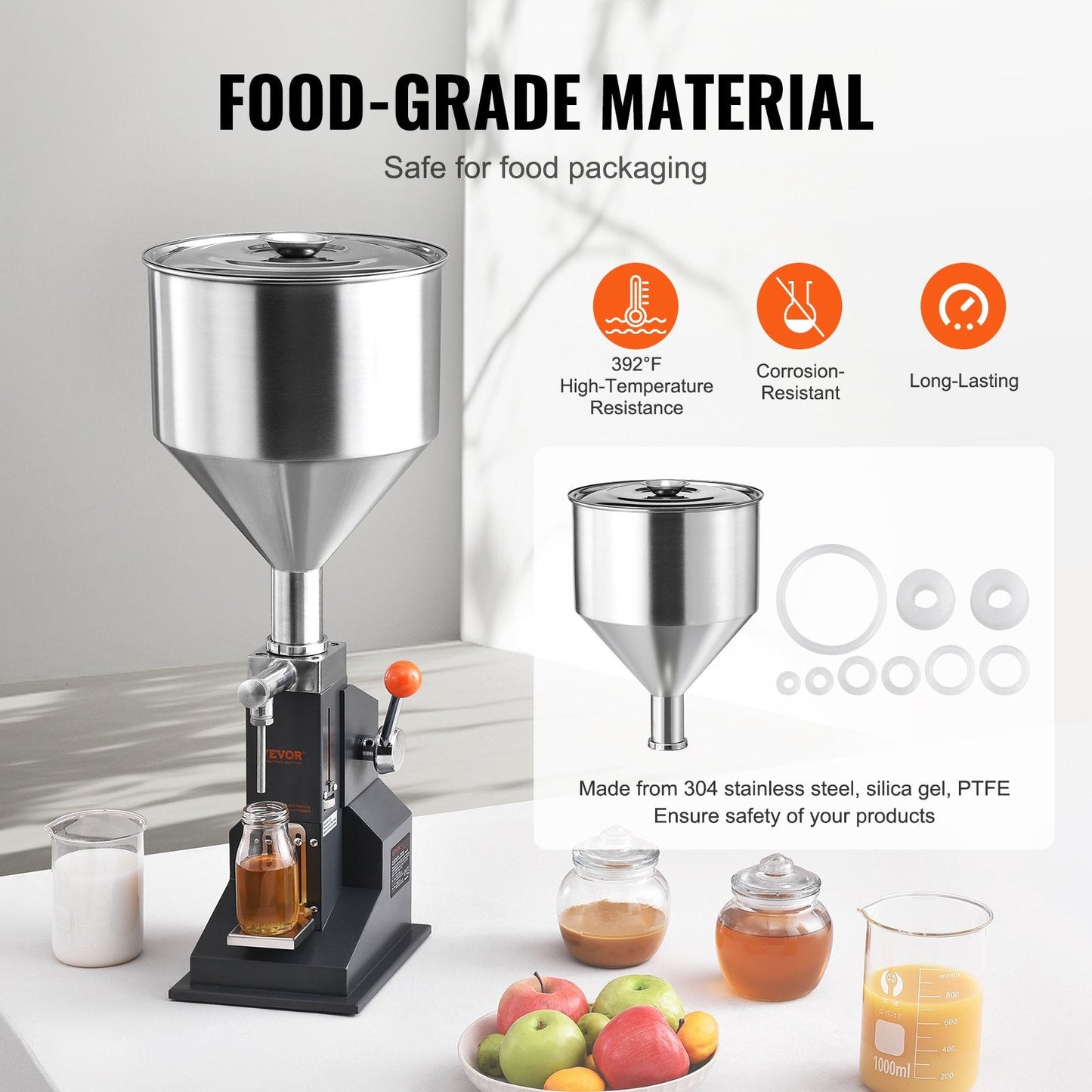 Manual Bottle Filler 5-50ml, Stainless Steel, Adjustable for Liquids & Pastes
