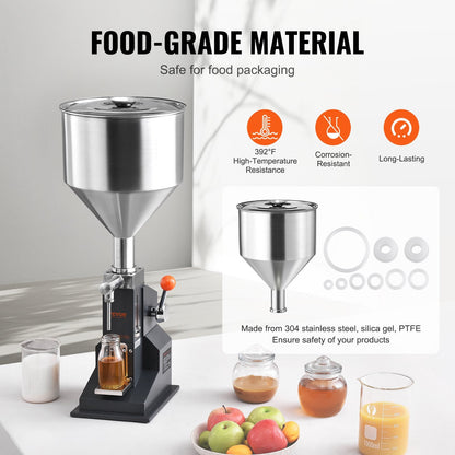 Manual Bottle Filler 5-50ml, Stainless Steel, Adjustable for Liquids & Pastes