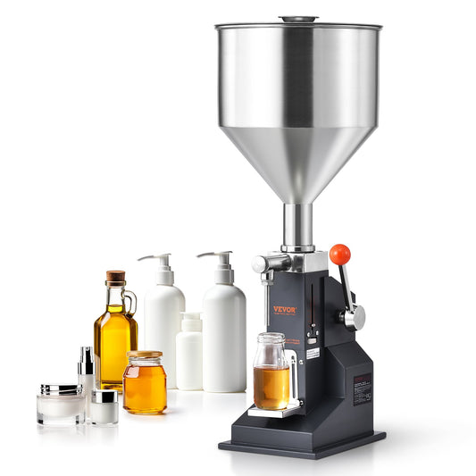 VEVOR Manual Paste Liquid Filling Machine, 5-100ml Bottle Filler, Adjustable Bottle