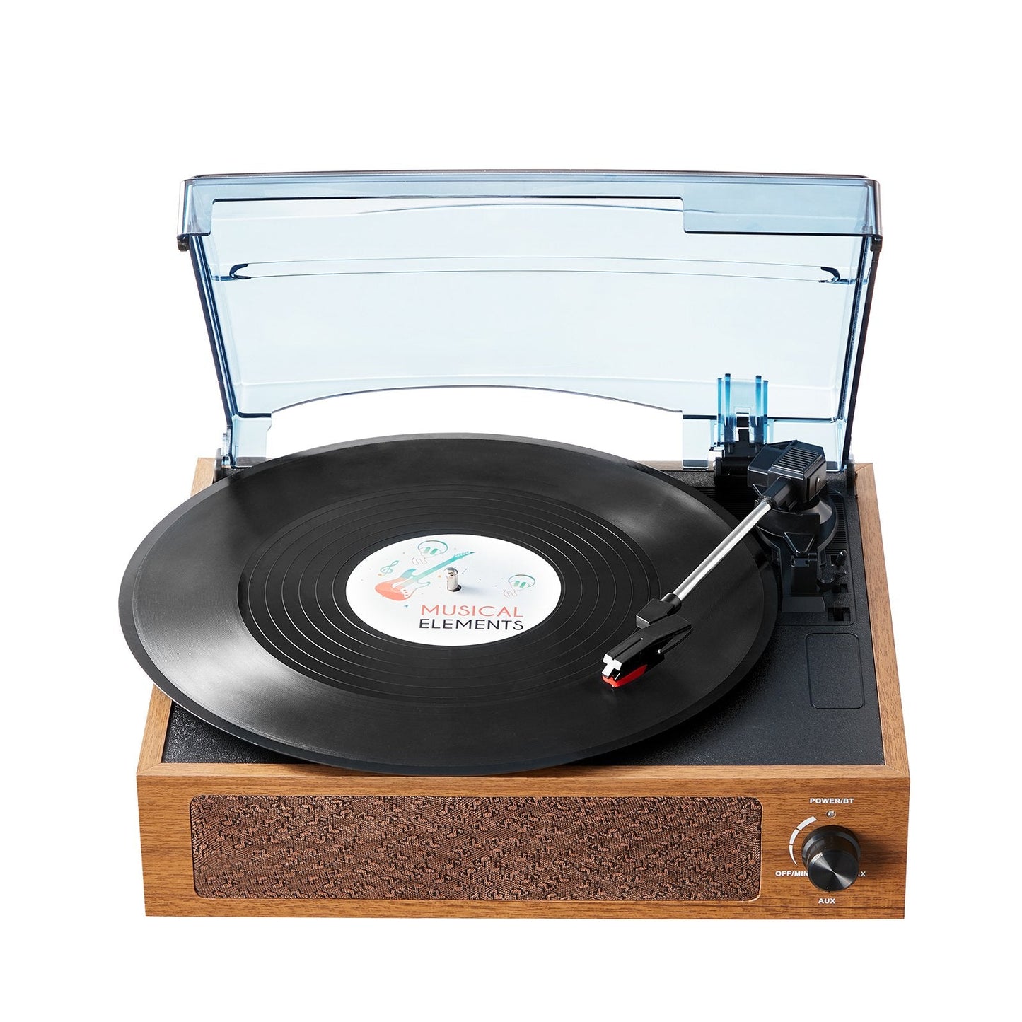 Bluetooth Turntable with Speakers, 3-Speed Vinyl Record Player, Auto Stop