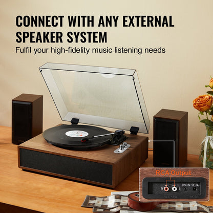 Bluetooth Vinyl Record Player, 3-Speed Turntable with 10W Speakers