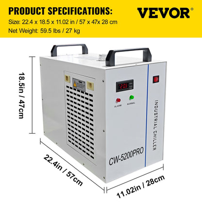 Industrial Chiller CW-5200 for 130/150W CO2 Laser Machines, 6L Capacity