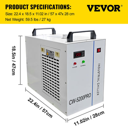 VEVOR Industrial Chiller CW-5200 for 130/150W CO2 Engraving Cutting Machine