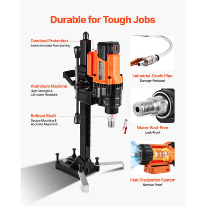 VEVOR Diamond Core Drill Machine Concrete Core Drill Rig with Stand 200 mm 3000W