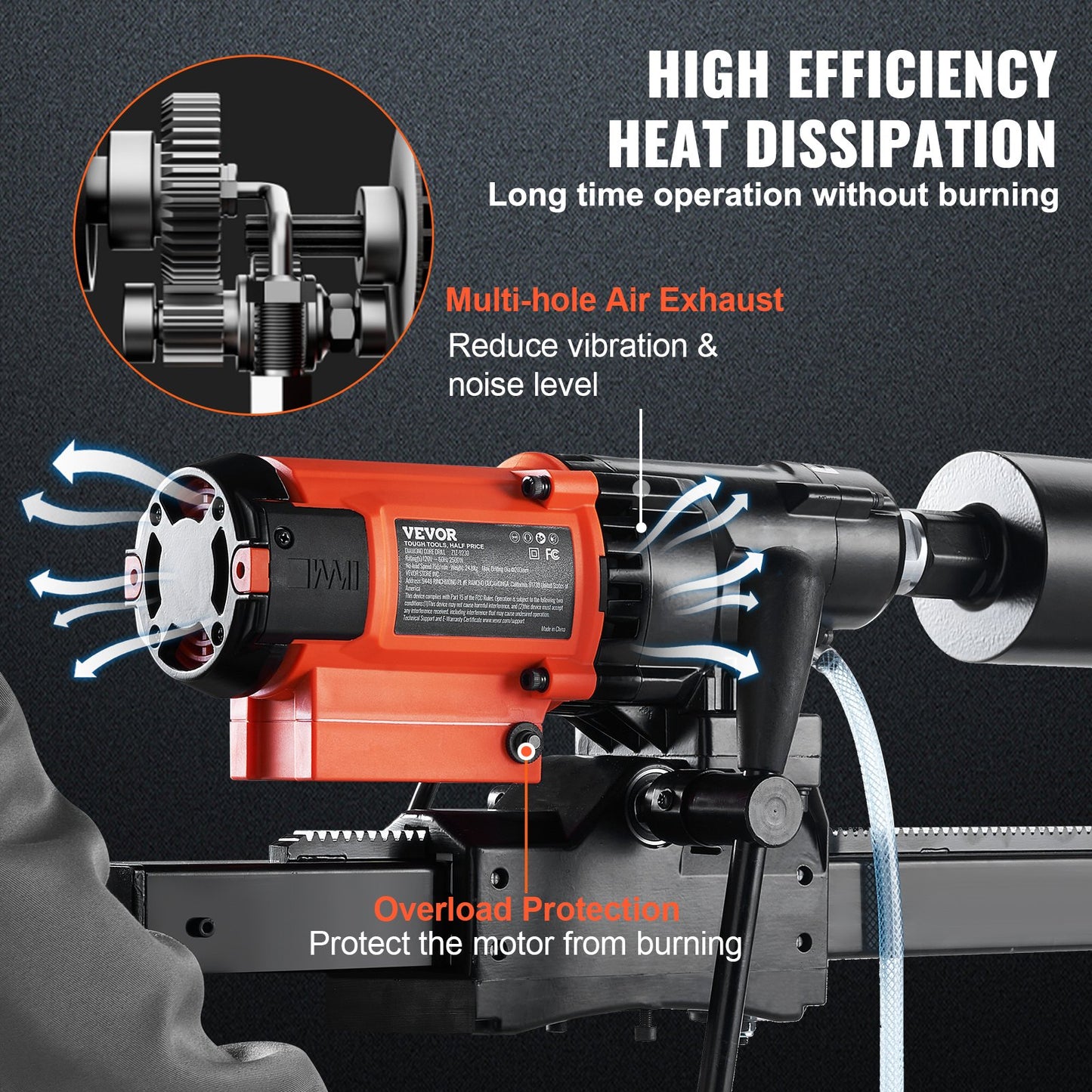 VEVOR Diamond Core Drilling Machine, 8in Wet&Dry Concrete Core Drill Rig with Stand,