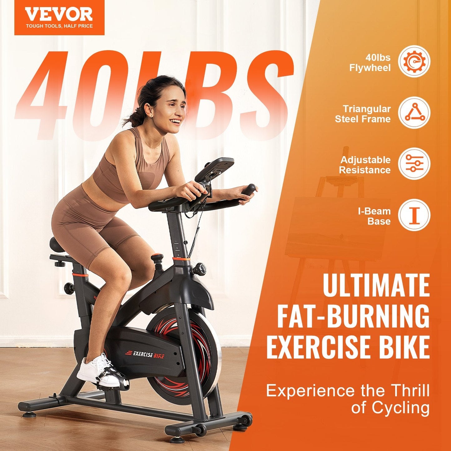 Magnetic Resistance Indoor Cycling Bike with Adjustable Positions, 32.5 kg Capacity