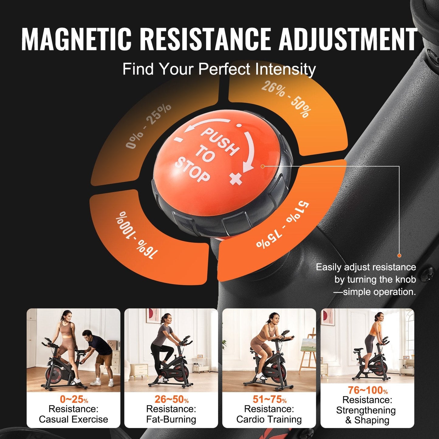 Magnetic Resistance Indoor Cycling Bike with Adjustable Positions, 32.5 kg Capacity