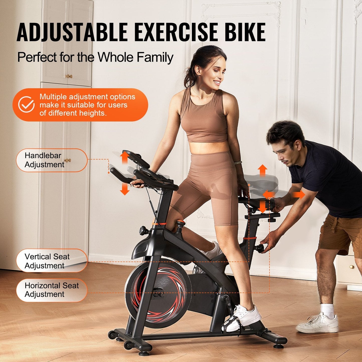 Magnetic Resistance Indoor Cycling Bike with Adjustable Positions, 32.5 kg Capacity
