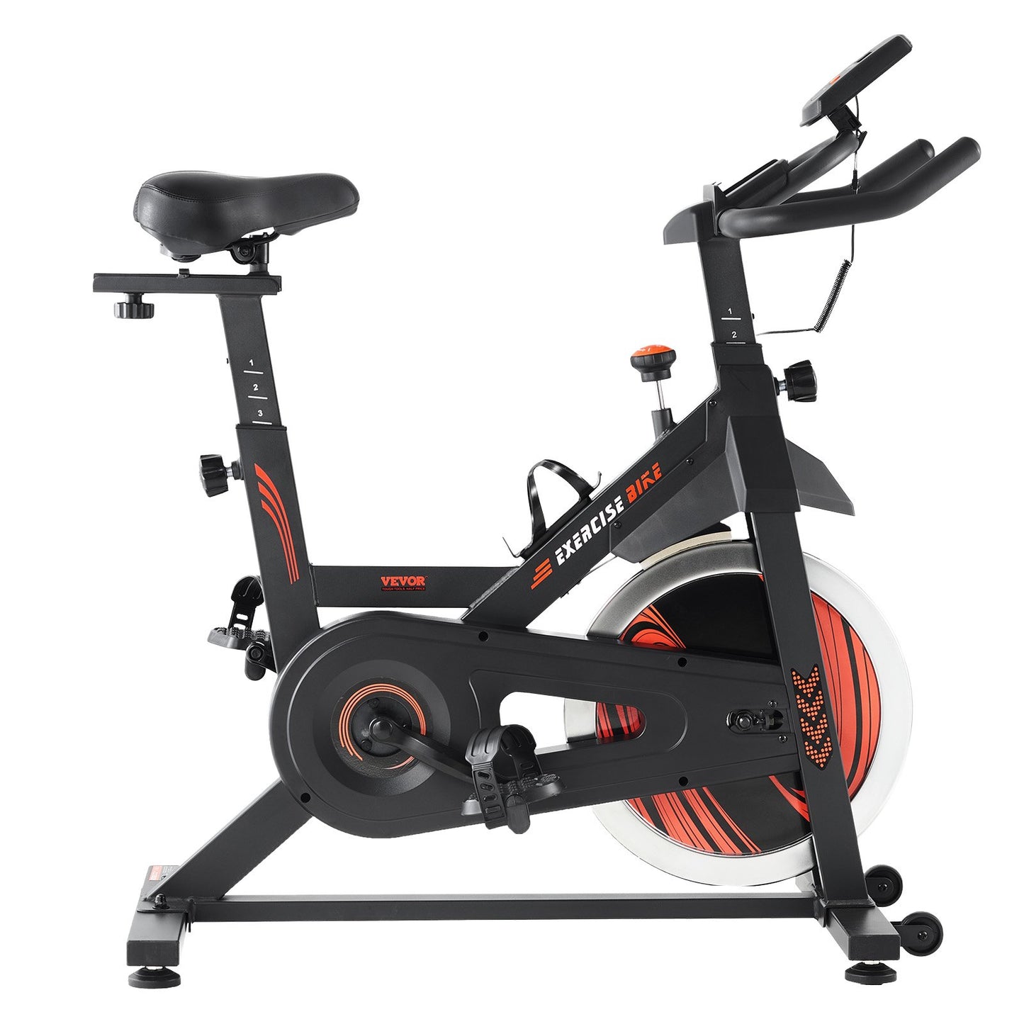 Exercise Bike, Adjustable Stationary Bike, Indoor Cycling Bike for Home Cardio, Workout Bike with Silent Belt Drive, Comfortable Seat Cushion, LCD Monitor, and Heavy Flywheel