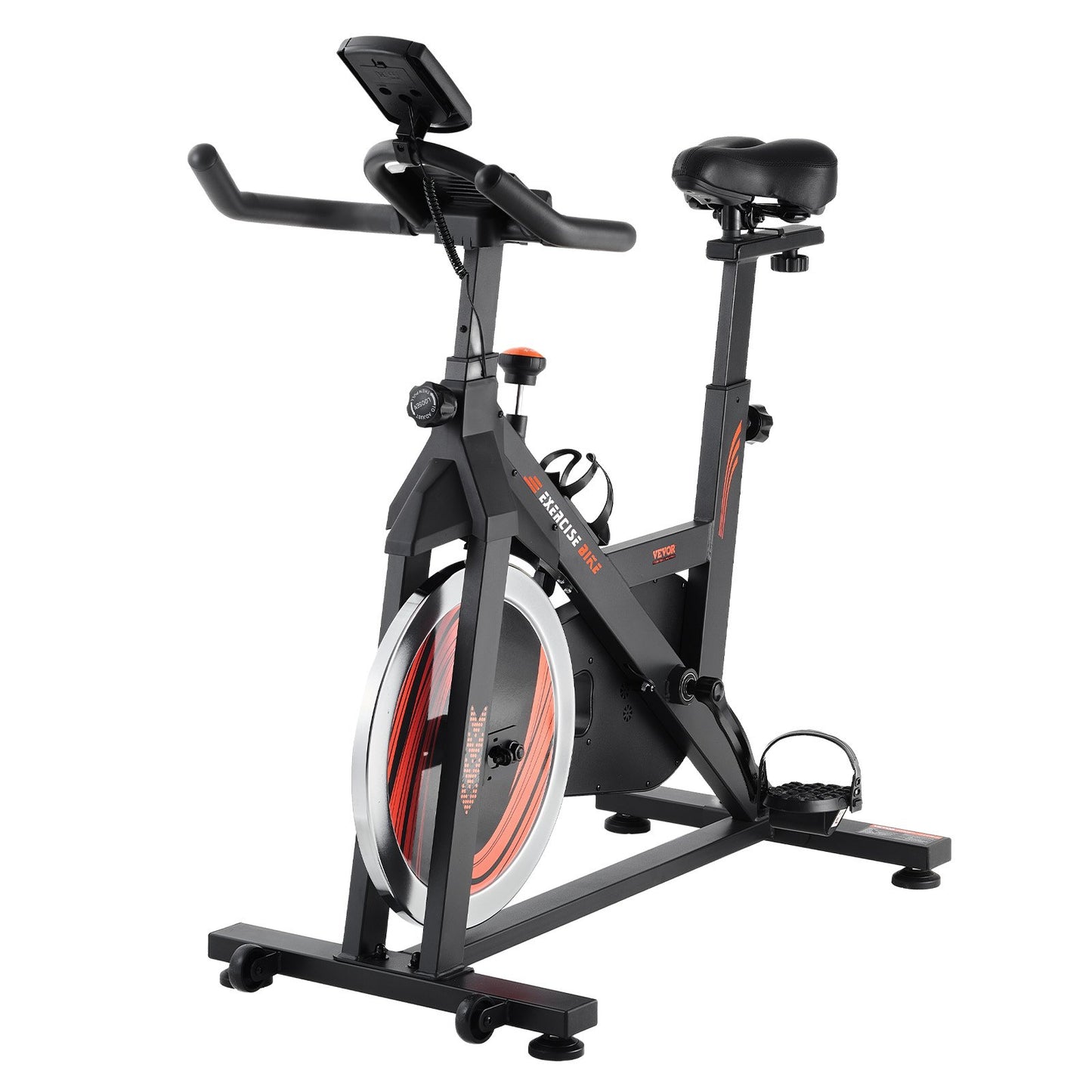 Exercise Bike, Adjustable Stationary Bike, Indoor Cycling Bike for Home Cardio, Workout Bike with Silent Belt Drive, Comfortable Seat Cushion, LCD Monitor, and Heavy Flywheel