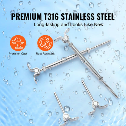 VEVOR T316 Stainless Steel Adjustable Angle 3.2mm Cable Railing Kit/Hardware for