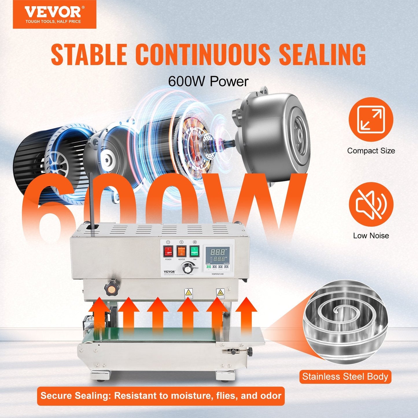 Stainless Steel Vertical Band Sealer with Adjustable Speed and Custom Sealing