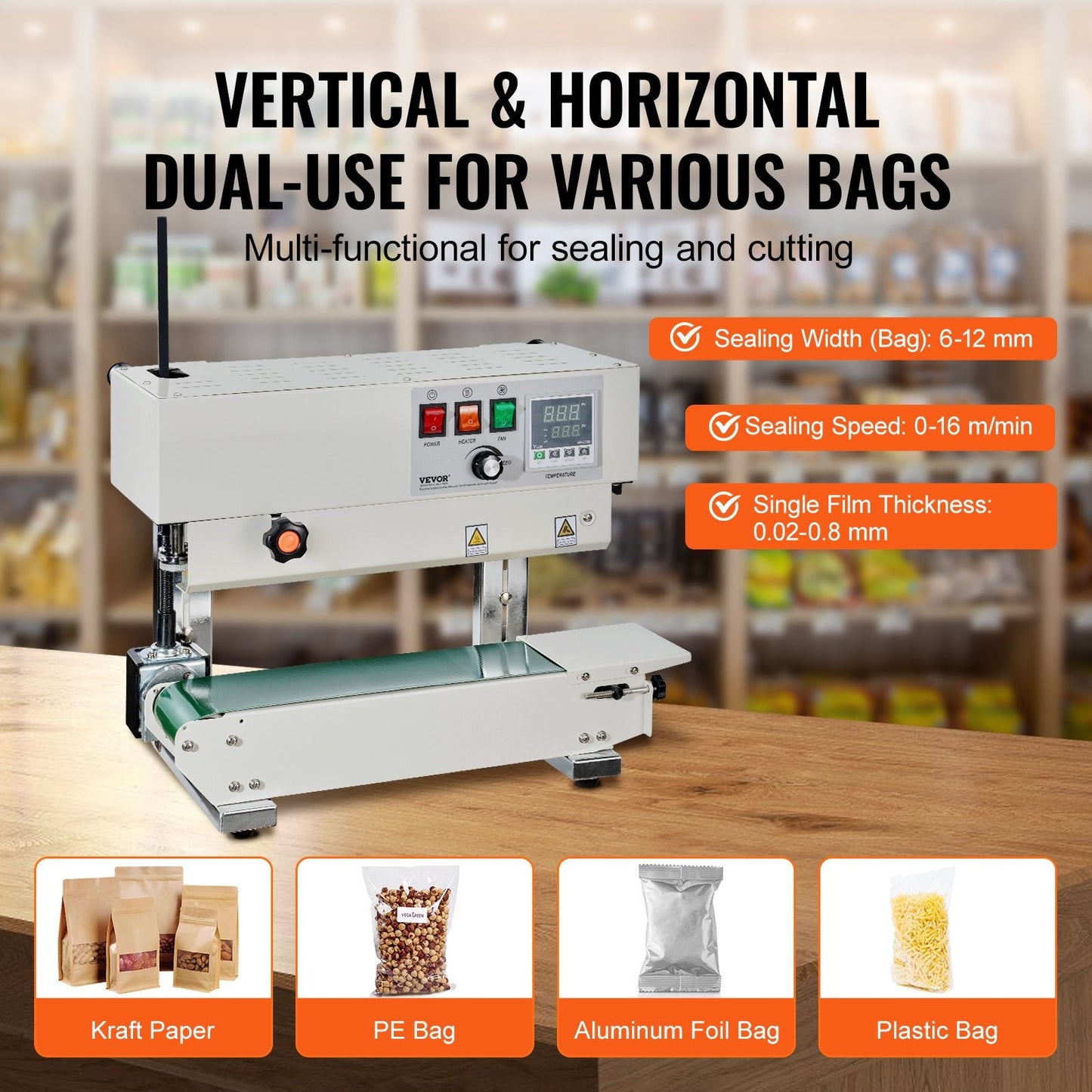 High-Efficiency Vertical Band Sealing Machine, Carbon Steel, Customizable Sealing