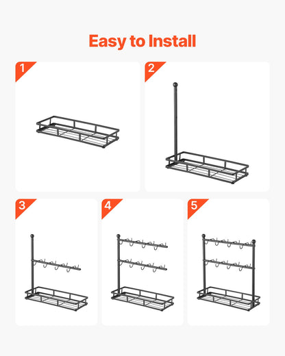 VEVOR Coffee Mug Holder for Countertop 16 Hooks Cup Rack with Storage Base