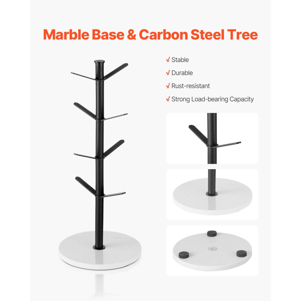 VEVOR Mug Holder Tree with Marble Base 8 Hooks Cup Tree Rack for Counter Kitchen