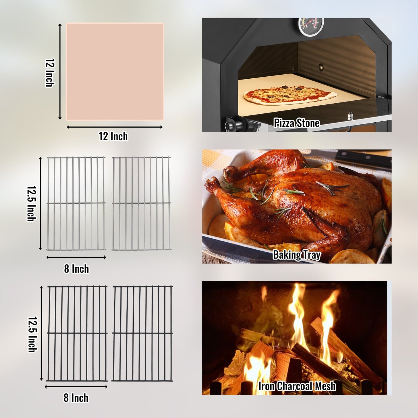 VEVOR 12" Outdoor Pizza Oven Portable Wood Pellet Pizza Oven Baked Paint Camping