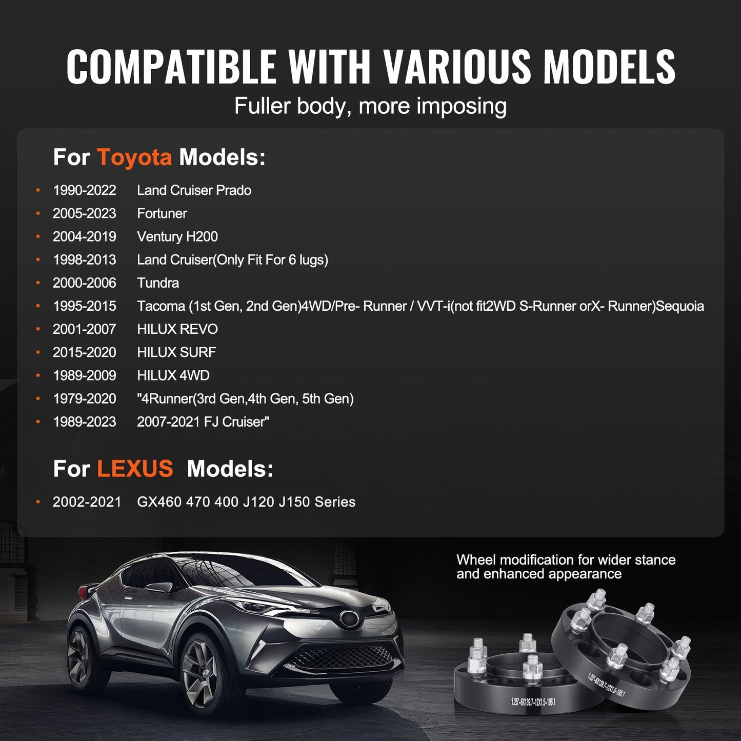 1.25" Wheel Spacers, 6 Lug Adapters, Aluminum Alloy, Set of 4, Blue