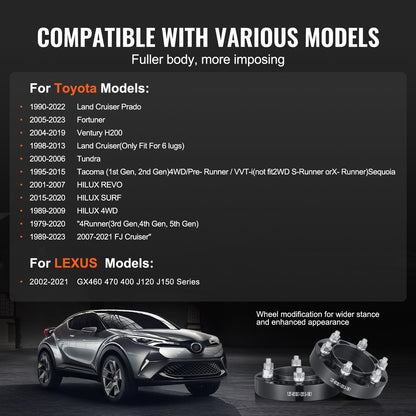 1.25" Wheel Spacers, 6 Lug Adapters, Aluminum Alloy, Set of 4, Blue