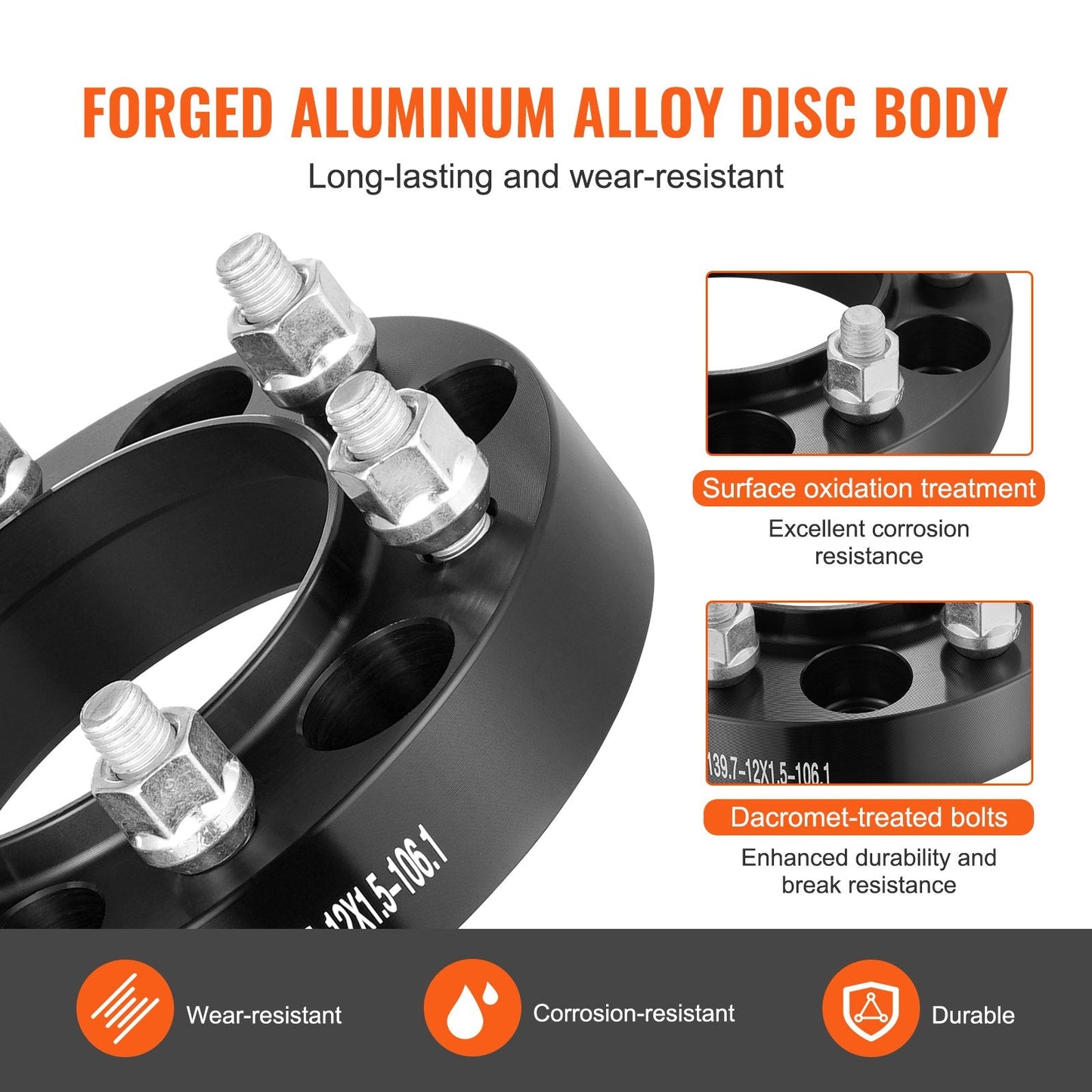 1.25" Wheel Spacers, 6 Lug Adapters, Aluminum Alloy, Set of 4, Blue